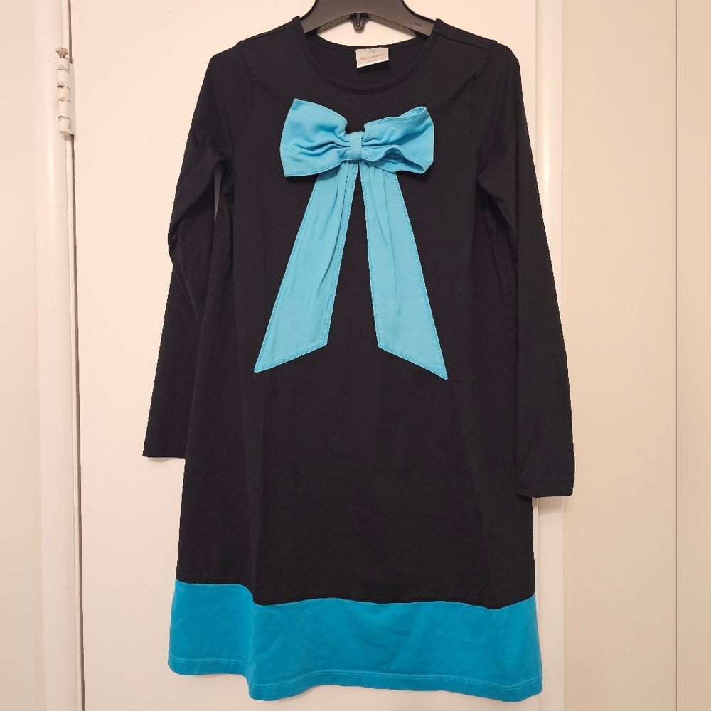 Black Dress with Blue Bow Accent
